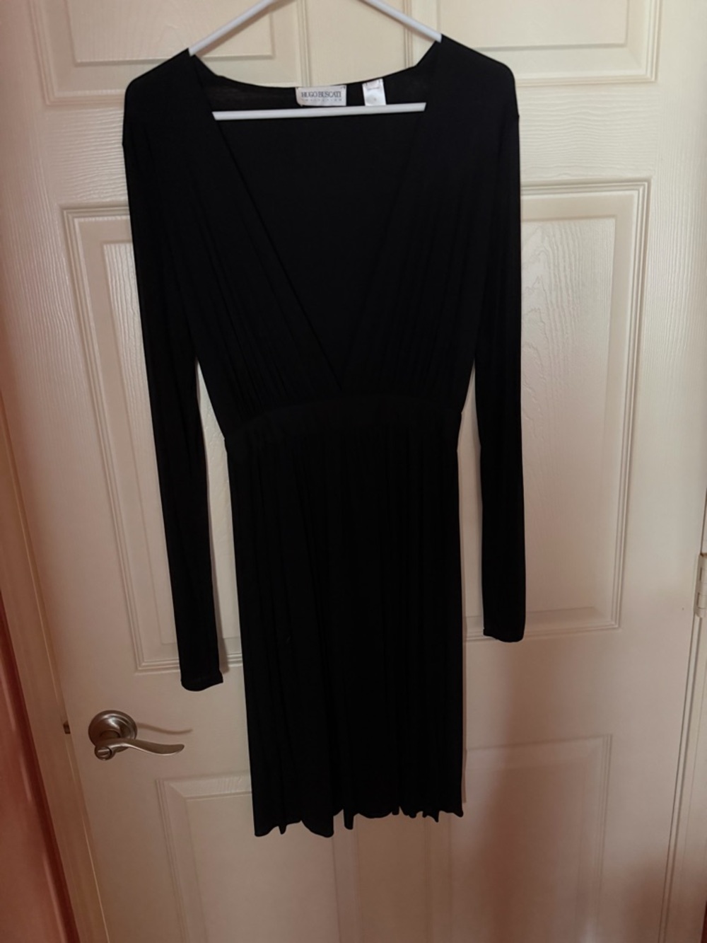 Hugo Buscati Black Long-Sleeve V-Neck Dress